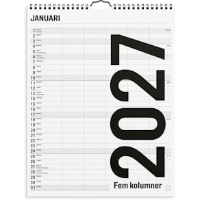 Burde Familjekalender 2027 Black and white