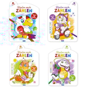 Malbuch TRÖTSCH Malen nach Zahlen, 4 Motive à 4 St.