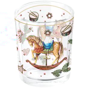 Teelichthalter AMBIENTE Schaukelpferd, Glas, bunt, 6,6 cm