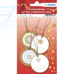 Geschenkanhänger Weihnachten HERMA, gold, 5 cm, 4 Stück