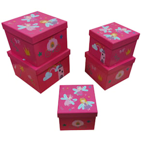 Geschenkkarton Kind, Fee, pink, quadratisch, 5 Größen
