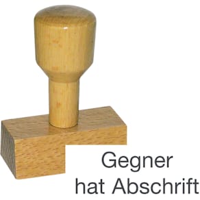 Vorgangsstempel Noname, Gegner hat Abschrift, Holz, 62x24 mm