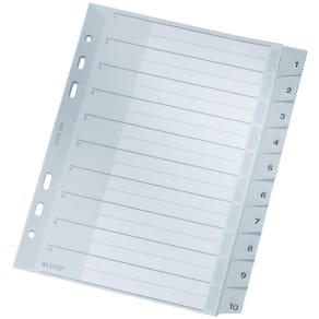 Register Leitz, Plastik, A5, 1-10, grau