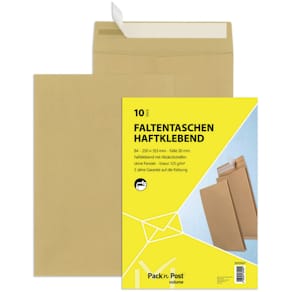 Faltentasche MAILMEDIA B4, haftklebend, 130 g/m², braun
