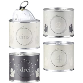 Kerze GILDE Engelszauber in Dose, grau sortiert, 75 mm, 4-fach