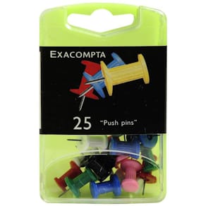 Kartnål EXACOMPTA 10mm sort.färger 25/fp