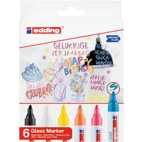 Glasmarker-Set edding, 6 St., sortiert
