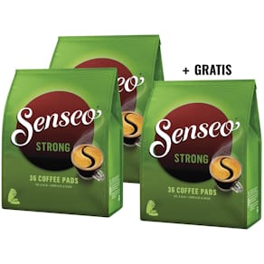 Koffiepads Senseo Strong, zakje van 36, actie 2 + 1 gratis
