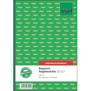 Rapportbuch Sigel Regiebericht, A5, 2x40 Blatt, SD