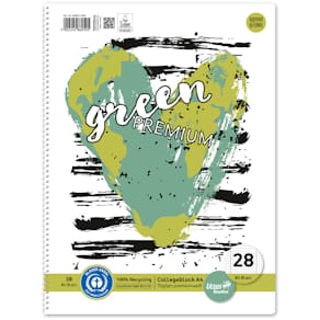 Collegeblock Ursus Green, A4, 80 Blatt, LIN28, kariert