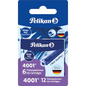 Inktpatroon Pelikan 4001, standaardformaat, blauw, blister 2 x 6