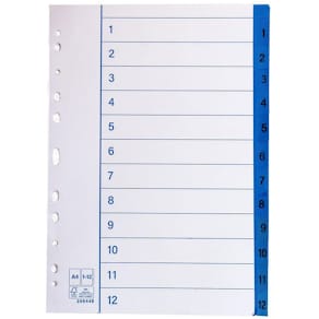 Pappersregister A4 1-12 10/fp
