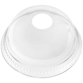 Dome-låg til plastglas Ø78 mm RPET m/hul, 50 stk