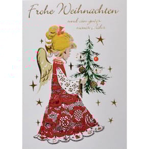 Weihnachtskarte Noname Doppeltext, geprägt, bunt, mit Umschlag