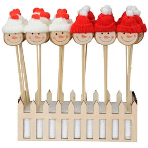 Dekofigur Schneemann am Stab, Holz, sortiert