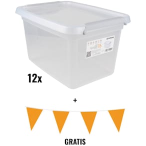 Opbergdoos Donau Home, 12 st., 15 l + gratis vlaggenlijn 10 m