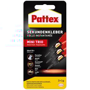 Sekundenkleber Pattex MINI TRIO, flüssig, 3 x 1 g