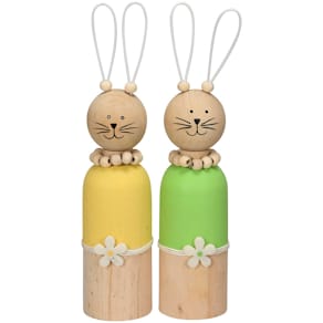 Dekohase Holz, gelb/grün, sortiert