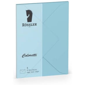 Briefumschlag Rössler Coloretti, C7, himmelblau, 5 Stück
