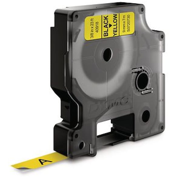 Tape DYMO D1 9mm x 7m sort/gul