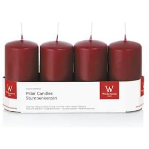 Stumpenkerze 4er-Pack, bordeaux, 100x50 mm