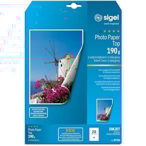 Inkjet-Fotopapier Sigel Top, A4, 20 Blatt, weiß