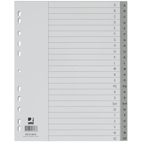 Register Q-Connect, Kunststoff, A4, A-Z, 24-tlg., grau