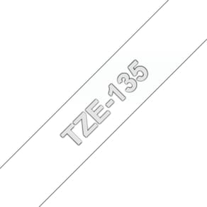 Schriftband Brother TZe-135, 12 mm x 8 m, weiß auf transparent