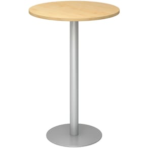 Stehtisch HAMMERBACHER STH08, rund, ahorn/silber, 80 cm, feste Hö