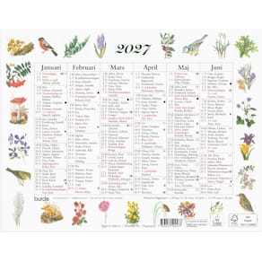Burde Väggkalender Lilla Naturalmanackan 2027