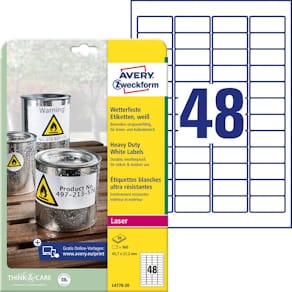 Etikett AVERY Slitstark 45.7x21.2mm, 960/FP