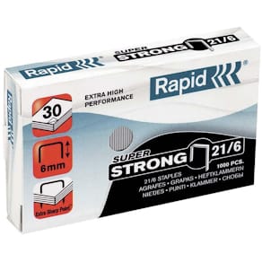 Hæfteklammer Rapid Super Strong 21/6, 30 ark, 1000 stk