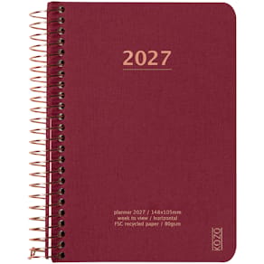 KOZO Kalender 2027 A6 Vecka per uppslag Berry