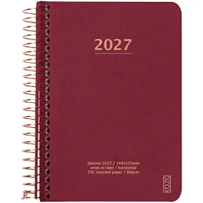 KOZO Kalender 2027 A6 Vecka per uppslag Berry
