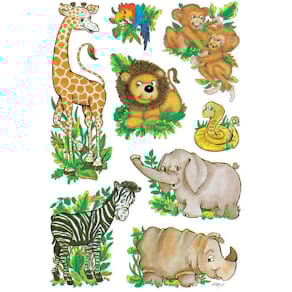 Schmucketikett HERMA Dschungeltiere, 24 Stück, bunt
