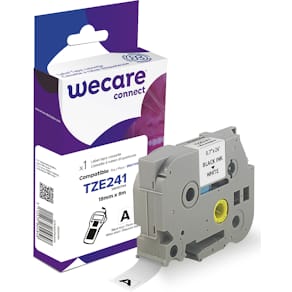 Tape WECARE 18mm TZe-241 Svart på Vit