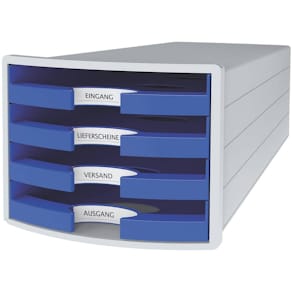 Schubladenbox HAN Impuls, 4 Schubladen, lichtgrau/blau