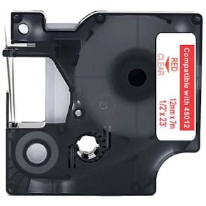 Tape 12mm röd på klar