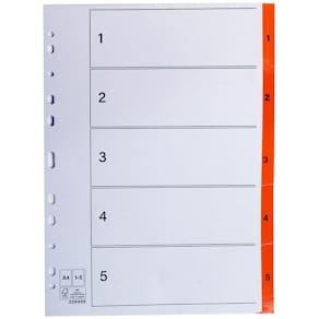 Register plastflik 1-5 orange 20/fp