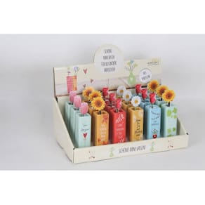 Vase EigenArt mini eckig, sortiert, 3x10cm, 6 Motive, Display