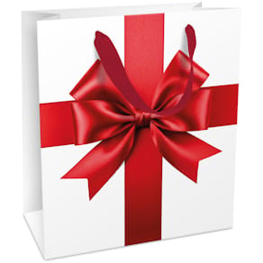 Geschenktragetasche BRAUN + COMPANY Big Bow, Schleife, rot/weiß
