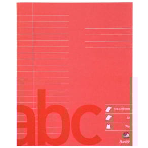 Skolehæfte Bantex rød, 17x21 cm, 70 g/m², 20 stk