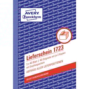 Lieferscheinbuch Avery Zweckform 1723, A6/3x40BL, SD