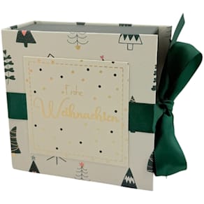 Geschenkschachtel Weihnachtsbäume, weiß/grün