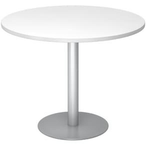 Besprechungstisch HAMMERBACHER STF10, rund, weiß/silber, 100 cm