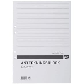 Limblock kortsida A4, linjerat, 100bl, 5st