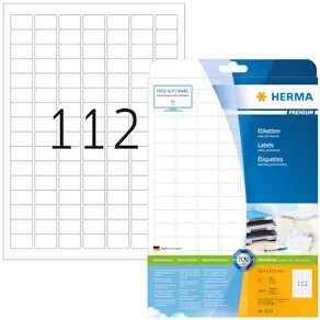 Etiketter HERMA Premium, 25,4x16,9mm, 112 per sida, 2800/fp