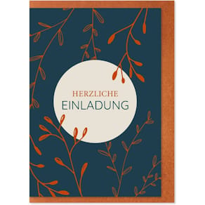 Einladungskarten KOMMA³, 5 Stück, inkl. glitzernden Umschlägen