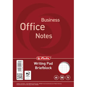 Schrijfblok Herlitz, ft A5, 70 g/m², 100 vel, geruit 5 mm