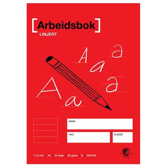 Arbeidsbok A4 80g 11,5mm linjert 20st